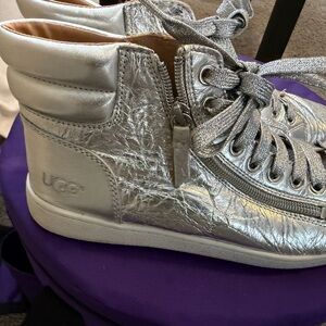 UGG Silver Metallic High-Top Trainer
